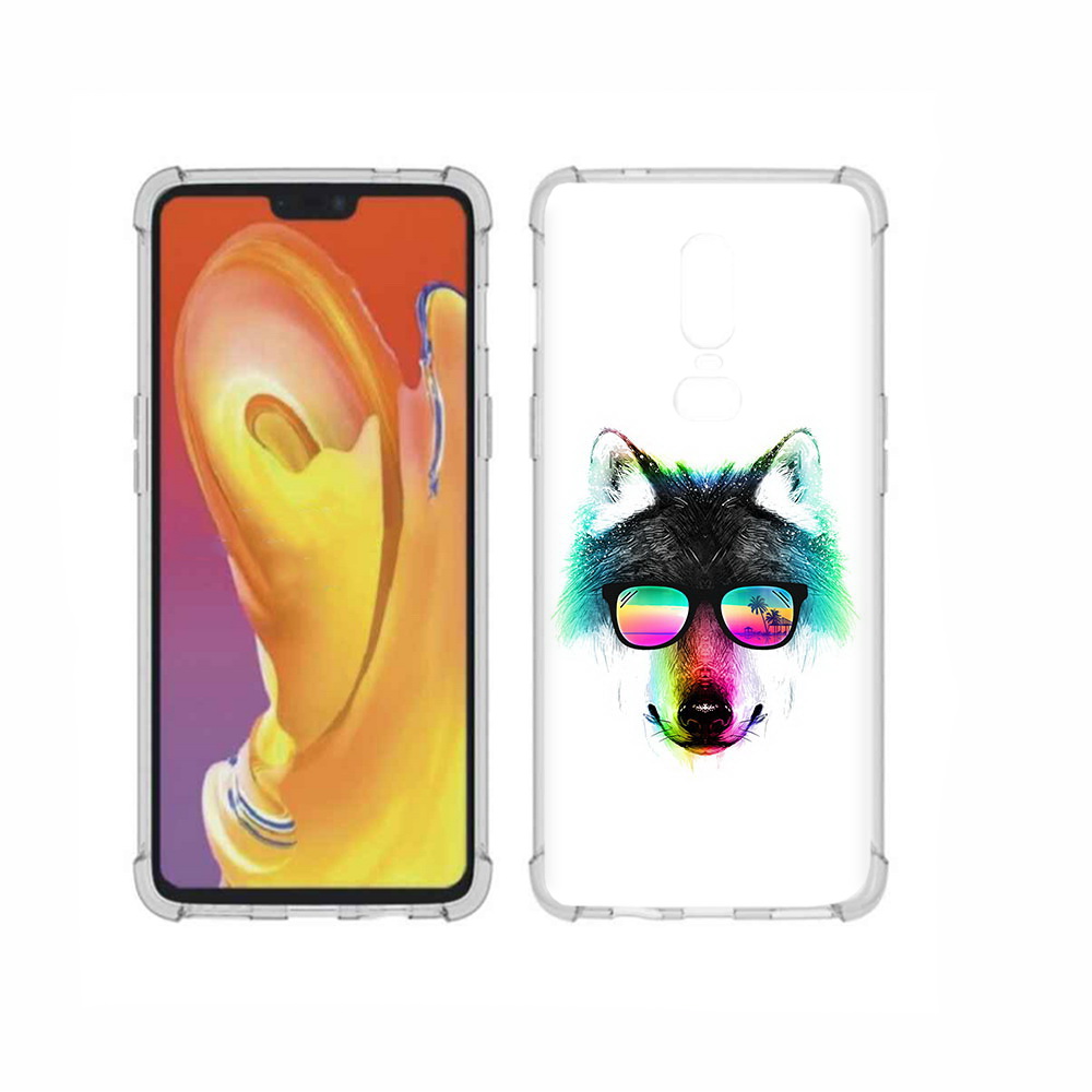 

Чехол MyPads Tocco для OnePlus 6 радужный волк, Прозрачный, Tocco
