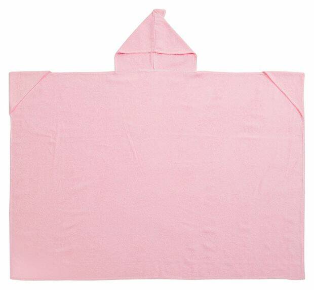 Накидка-полотенце Nat махровая розовая с капюшоном без вышивки 140-152 см