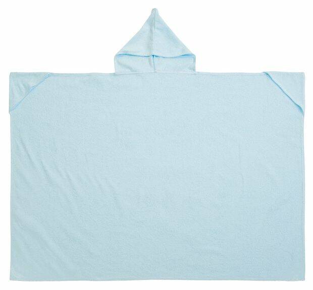 Накидка-полотенце Nat махровая голубая с капюшоном без вышивки 140-152 см