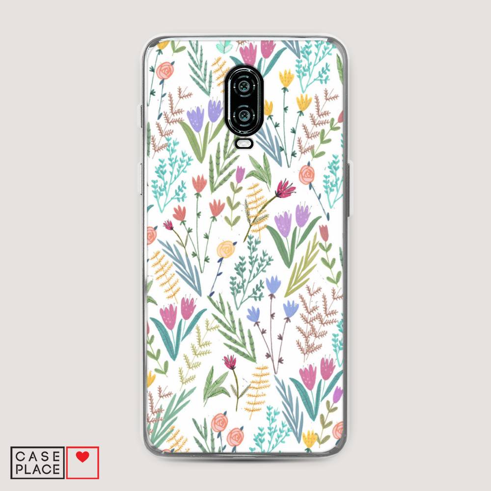 

Чехол Awog на Oneplus 6T / ВанПлас 6T "Полевые цветы рисунок", Белый;зеленый, 150650-8