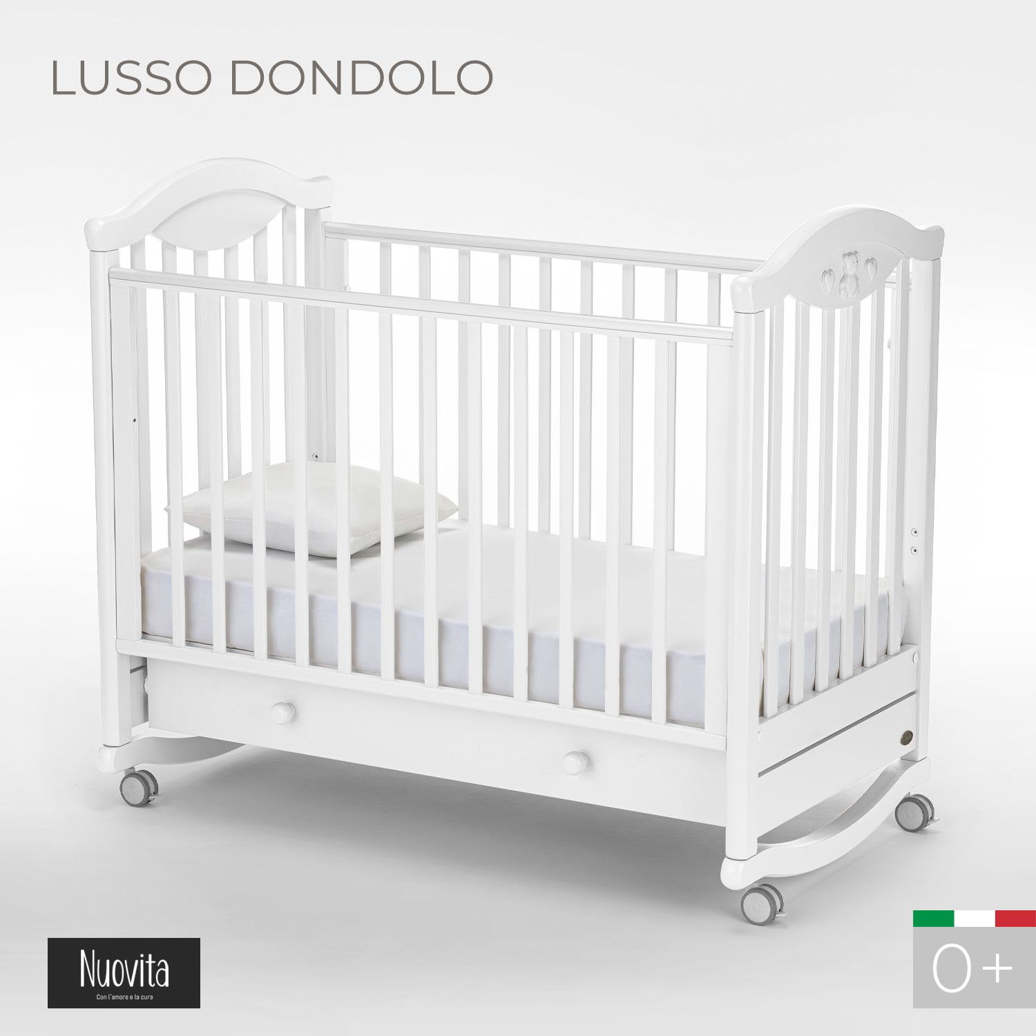 Кроватка Nuovita Lusso Dondolo колесо-качалка bianco белый