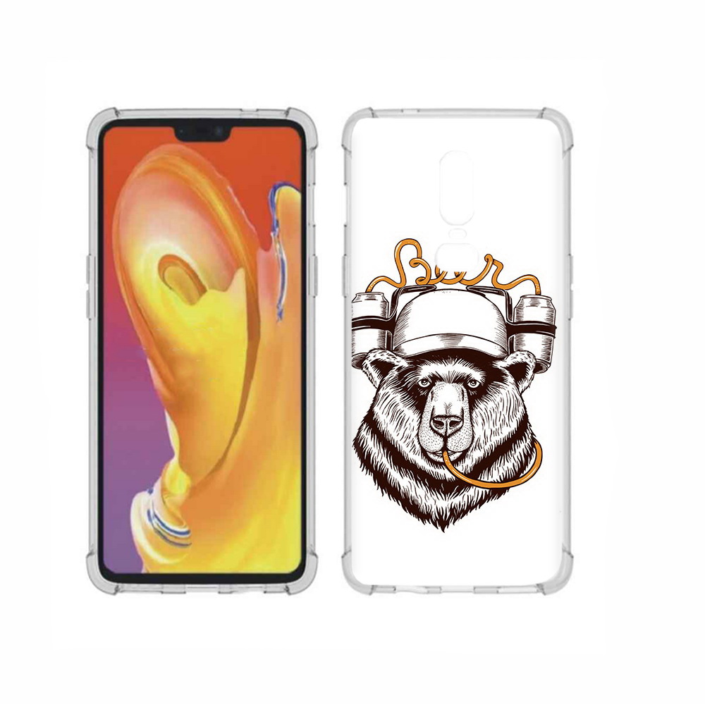 

Чехол MyPads Tocco для OnePlus 6 пивной медведь, Прозрачный, Tocco