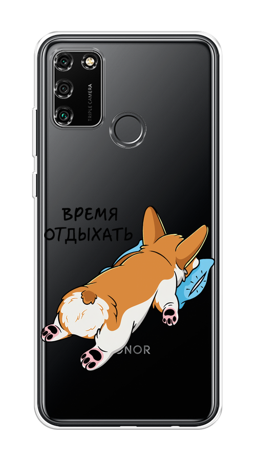 

Чехол на Honor 9A "Корги отдыхает", Черный;коричневый;голубой, 612350-1