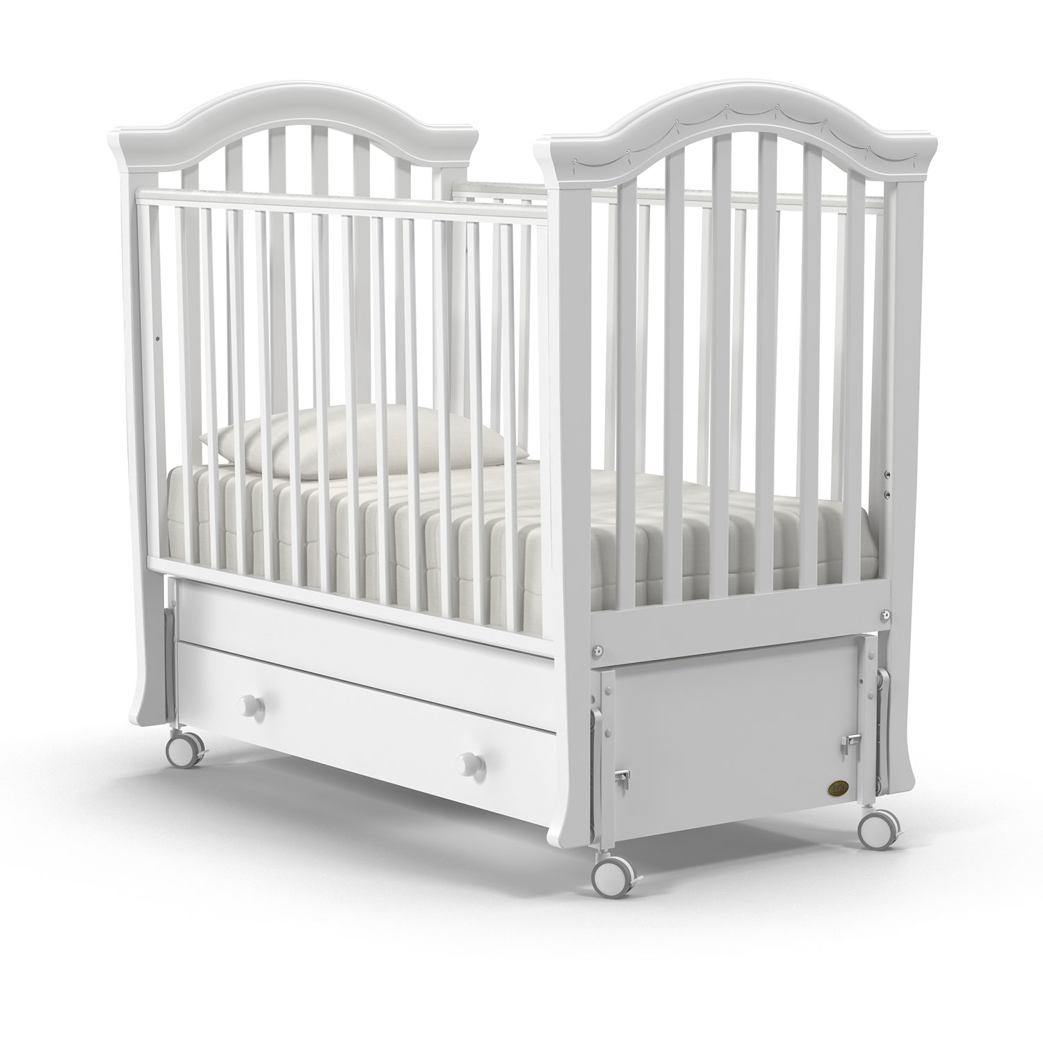 Кроватка Nuovita Perla Swing маятник продольный bianco белый