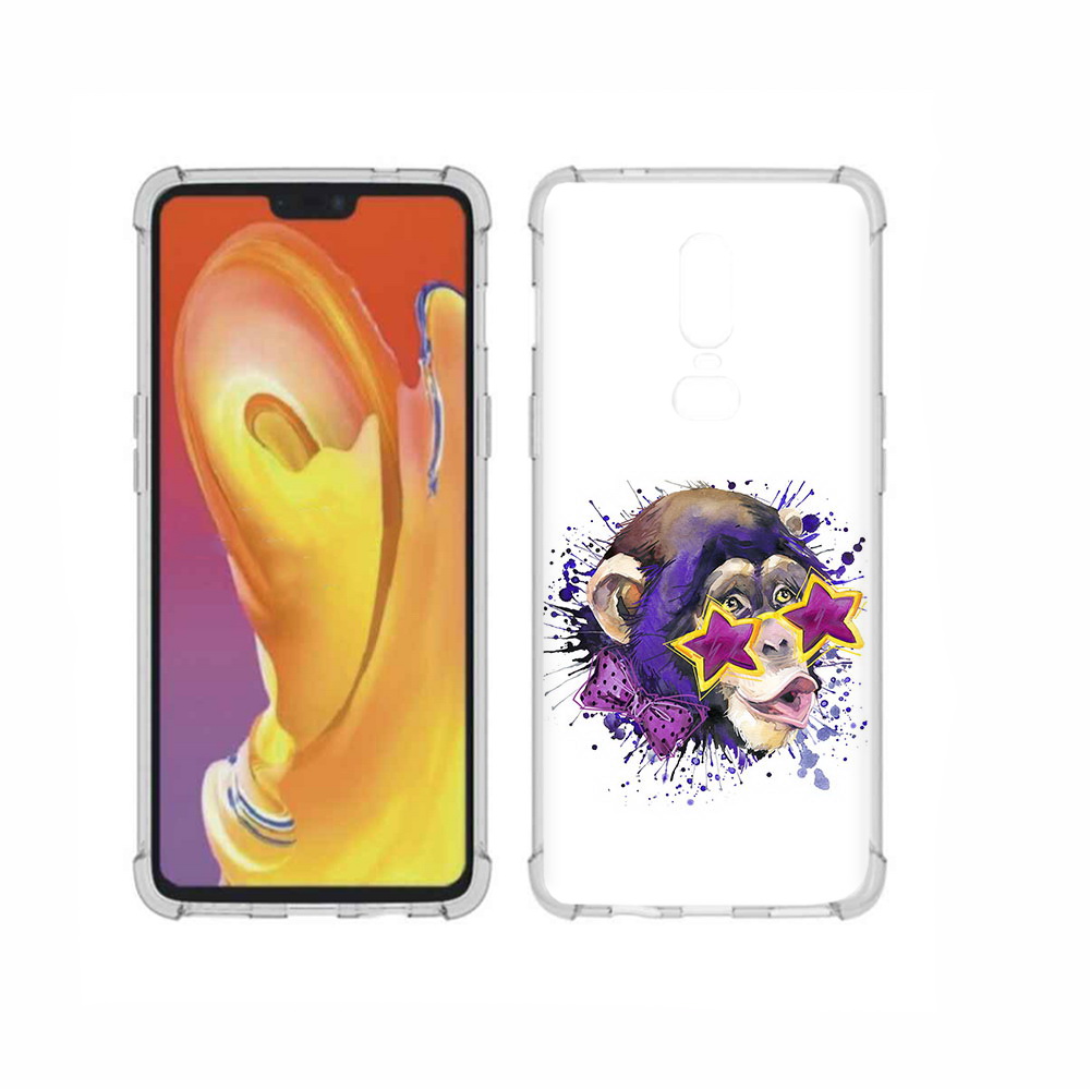 

Чехол MyPads Tocco для OnePlus 6 обезьяна в очках, Прозрачный, Tocco
