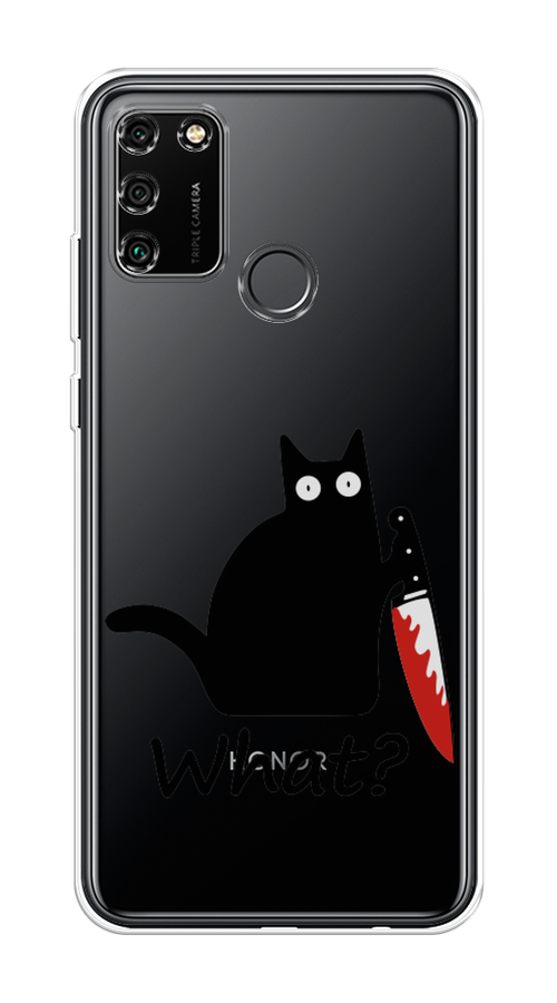 

Чехол на Honor 9A "Котик с ножом", Черный;красный, 612350-6