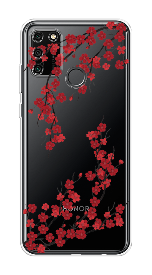 

Чехол на Honor 9A "Красная сакура", Красный;черный, 612350-2