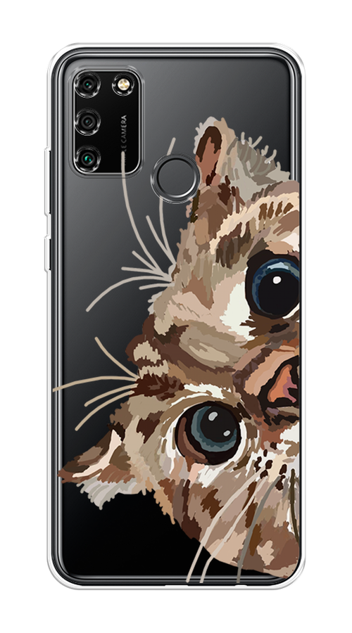 

Чехол на Honor 9A "Любопытный кот", Коричневый;синий;черный, 612350-1