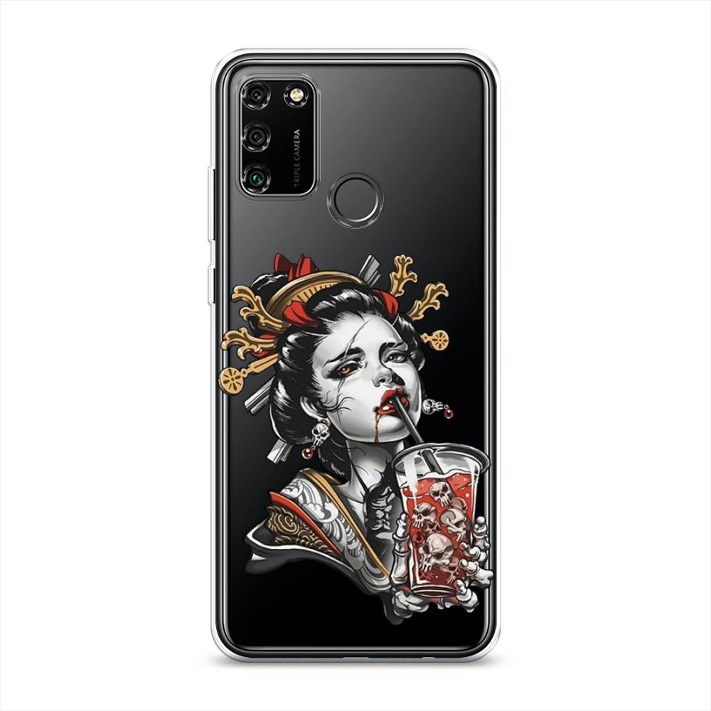 

Чехол на Honor 9A "Опасная гейша", Красный;черный;серый, 612350-4