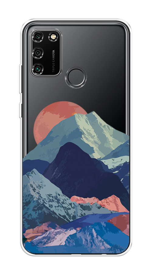 

Чехол на Honor 9A "Закат в снежных горах", Красный;серый;голубой, 612350-2