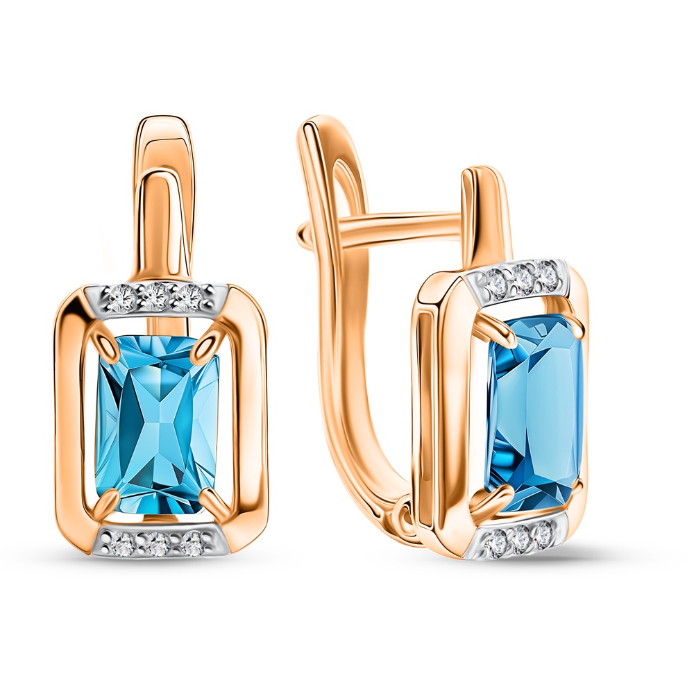 

Серьги из золота 585Gold 202013872, топаз/фианит, 202013872