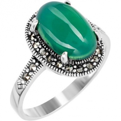 

Кольцо с хризопразами и марказитами из серебра р. 19 Марказит HR895-2407, HR895-2407