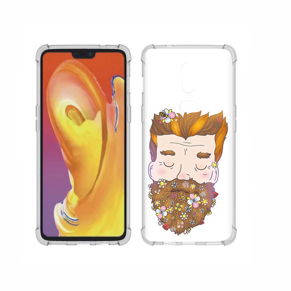 

Чехол MyPads Tocco для OnePlus 6 мужчина с цветами в бороде, Прозрачный, Tocco