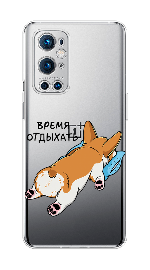 

Чехол на OnePlus 9 Pro "Корги отдыхает", Черный;коричневый;голубой, 151550-1