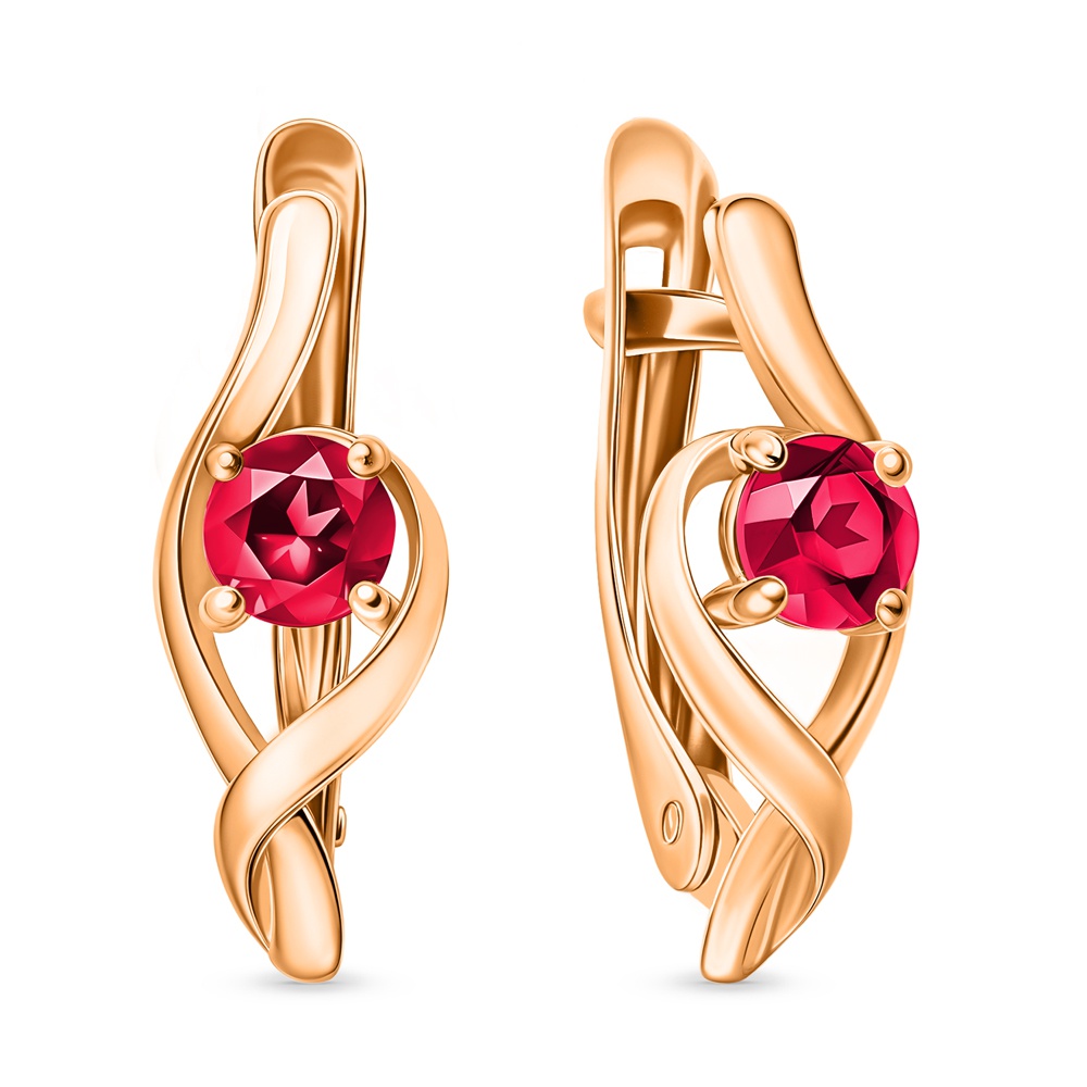 

Серьги из золота 585Gold 102010901, рубин искусственный, 102010901