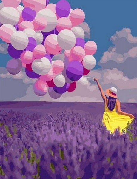 фото Картина по номерам счастье с воздушными шарами gx38202 paintboy
