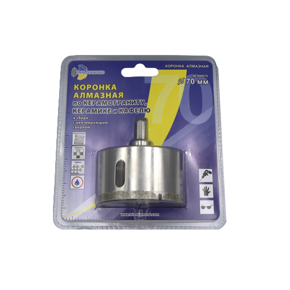 

Коронка алмазная Trio-Diamond по керамике и кафелю с центрирующим сверлом 70мм арт.400070, 400070