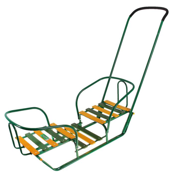 

Санки для двойняшек с толкателем, цвет зеленый