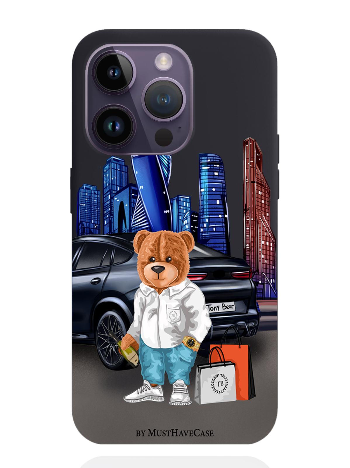 

Чехол MustHaveCase iPhone 14 Pro Тони Москва Сити, Черный;синий;коричневый, iPhone 14 Pro Тони Москва Сити