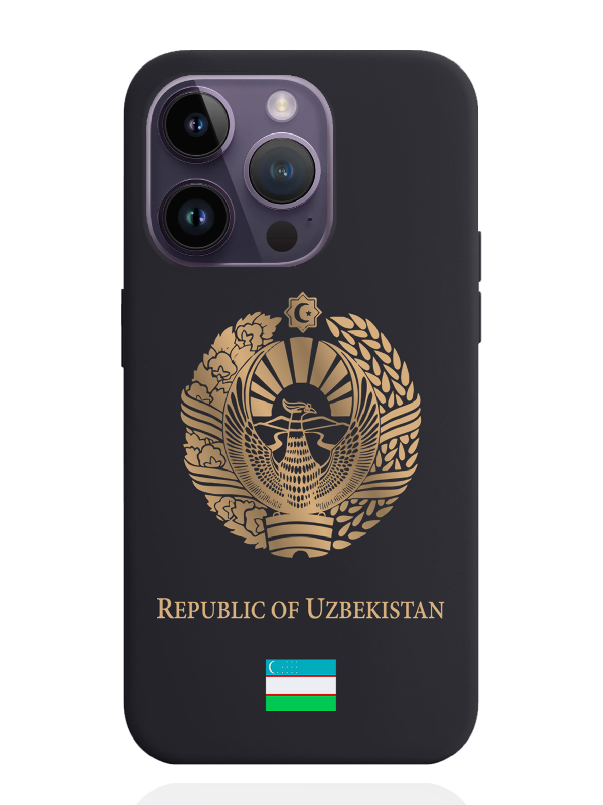 

Чехол SignumCase iPhone 14 Pro Золотой Герб Узбекистана, Золотистый;черный, iPhone 14 Pro Золотой Герб Узбекистана