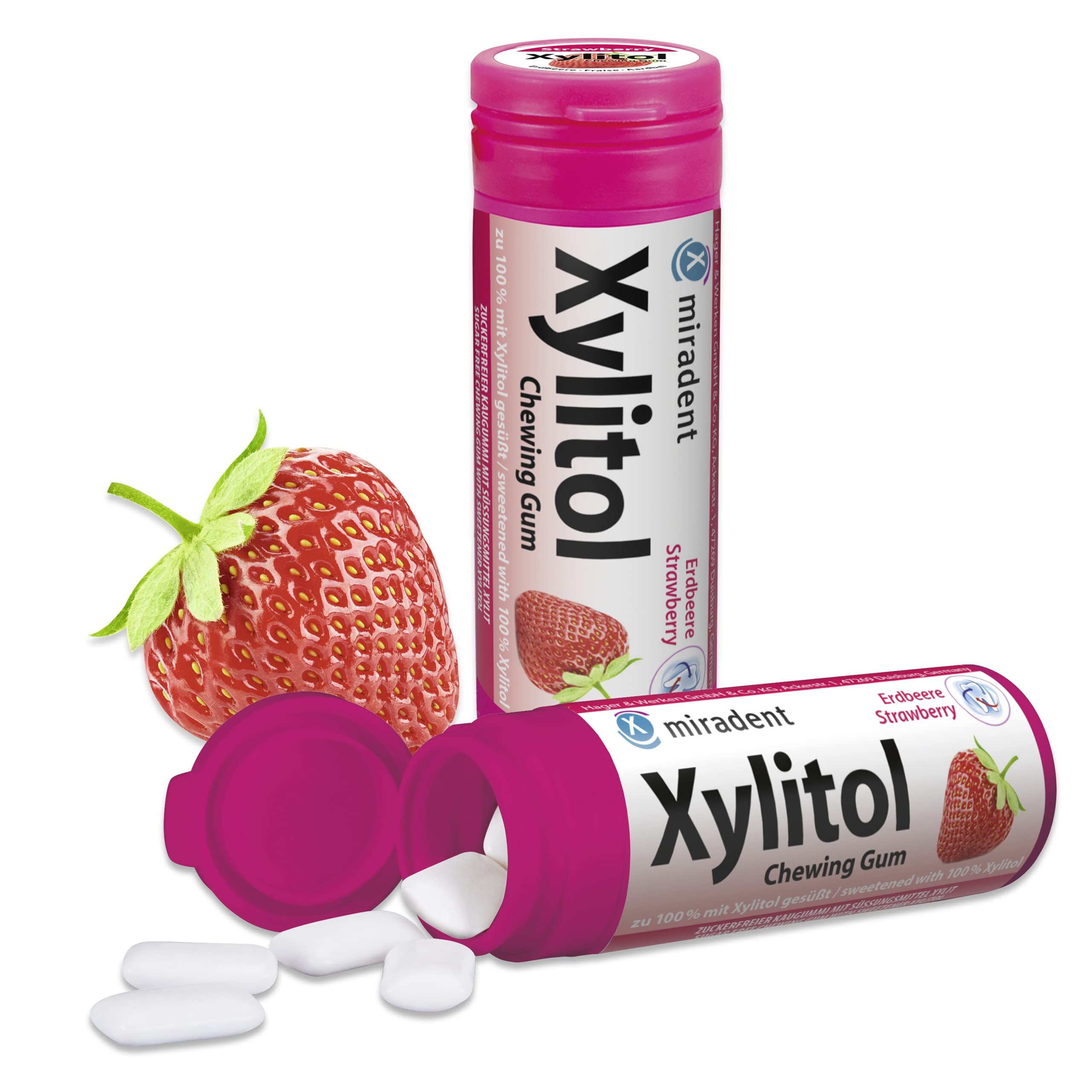 Miradent Xylitol детская жевательная резинка клубника 430₽