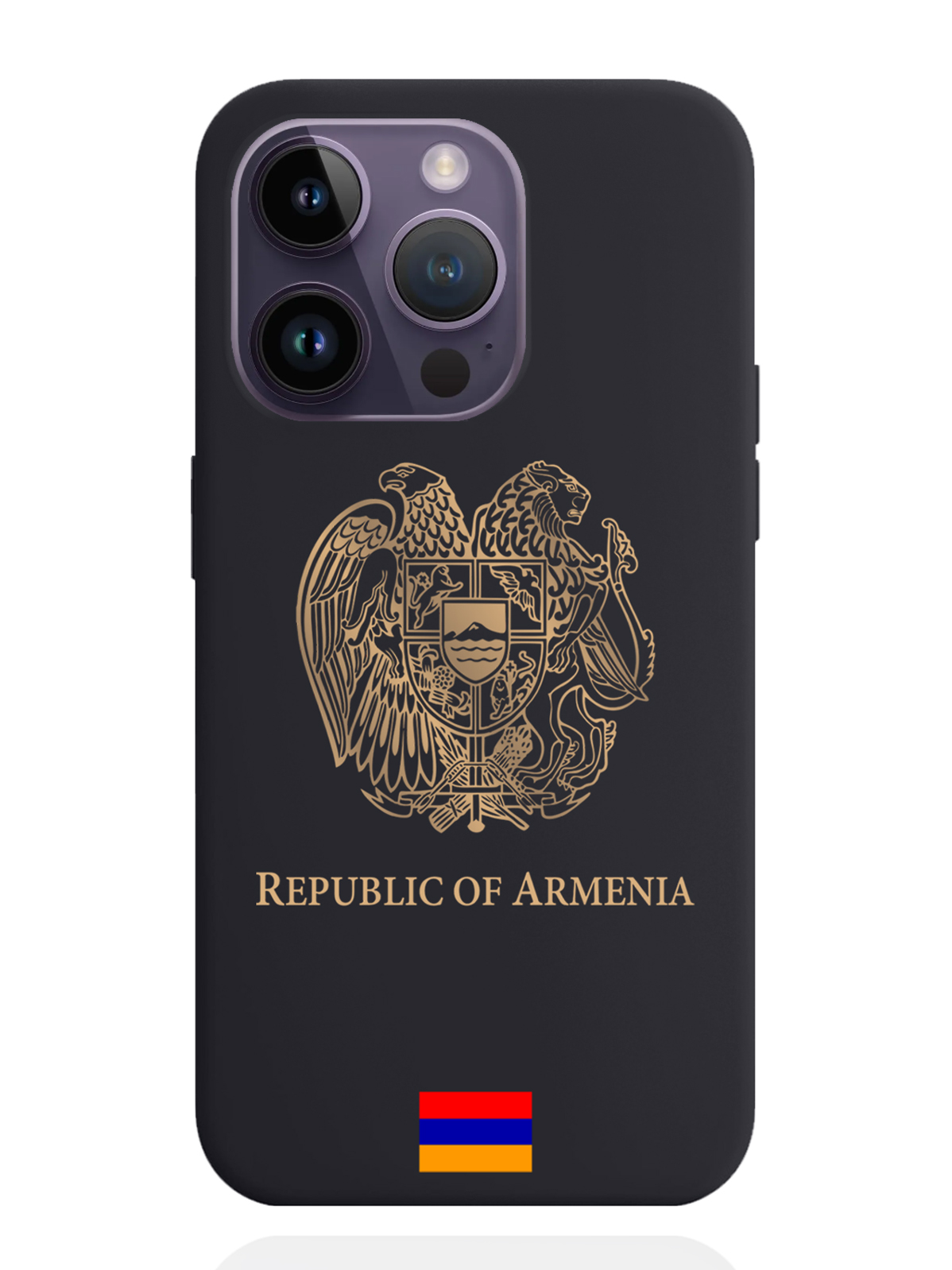 

Чехол SignumCase iPhone 14 Pro Золотой Герб Армении, Золотистый;черный, iPhone 14 Pro Золотой Герб Армении