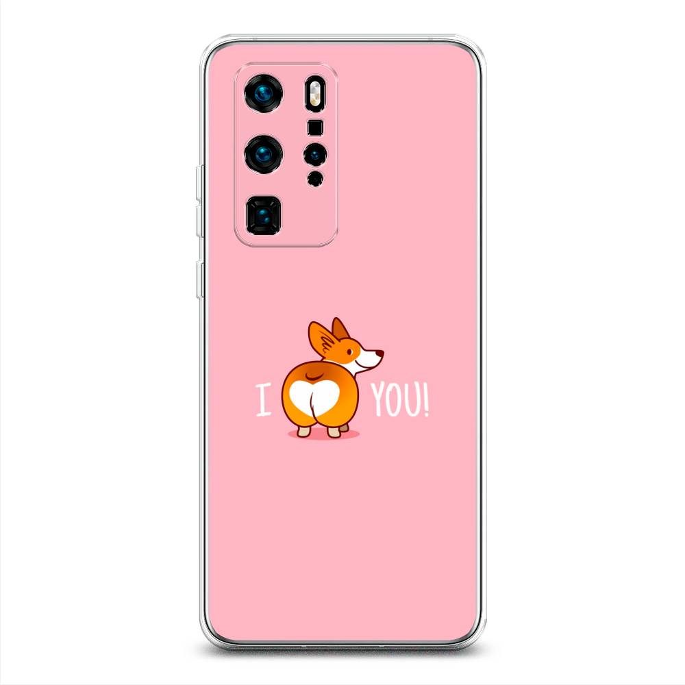 

Чехол для Huawei P40 Pro "Корги I love you", Розовый;коричневый;белый, 610950-1