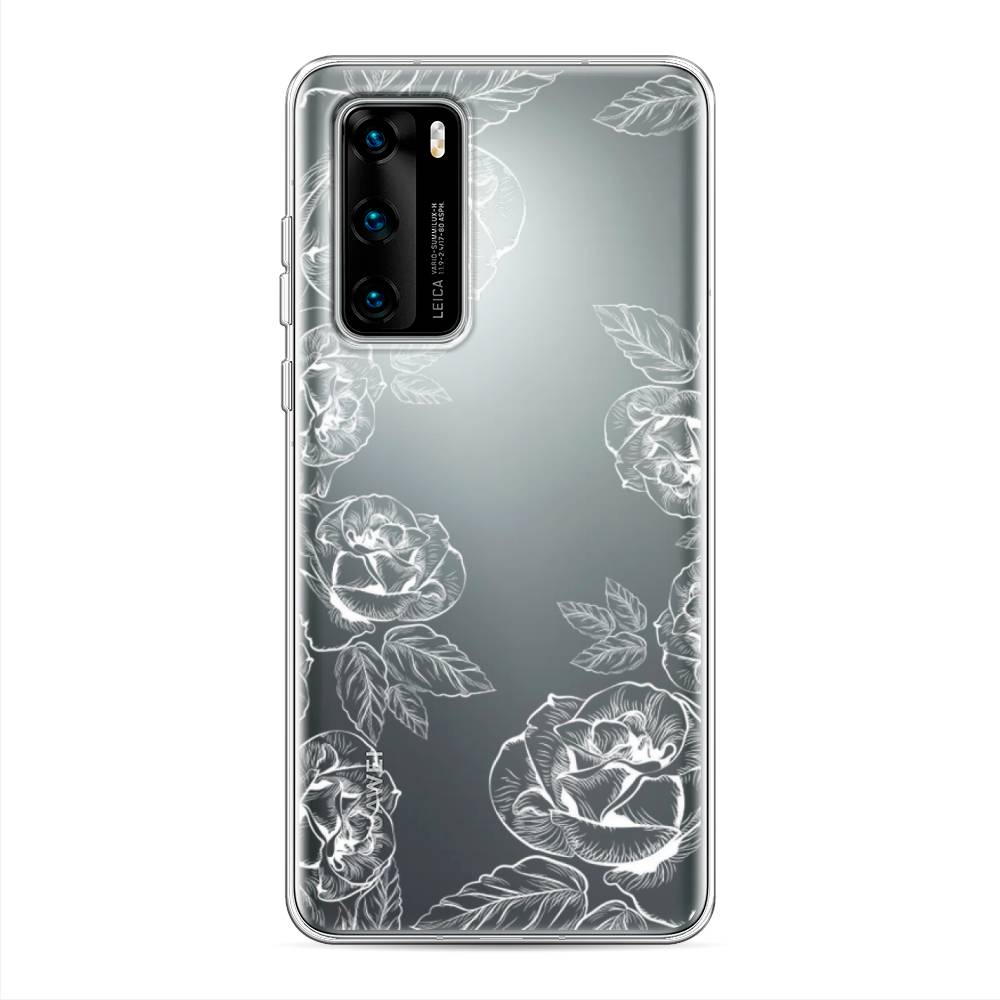 

Чехол на Huawei P40 "Розы графика", Черный;серый, 610850-2