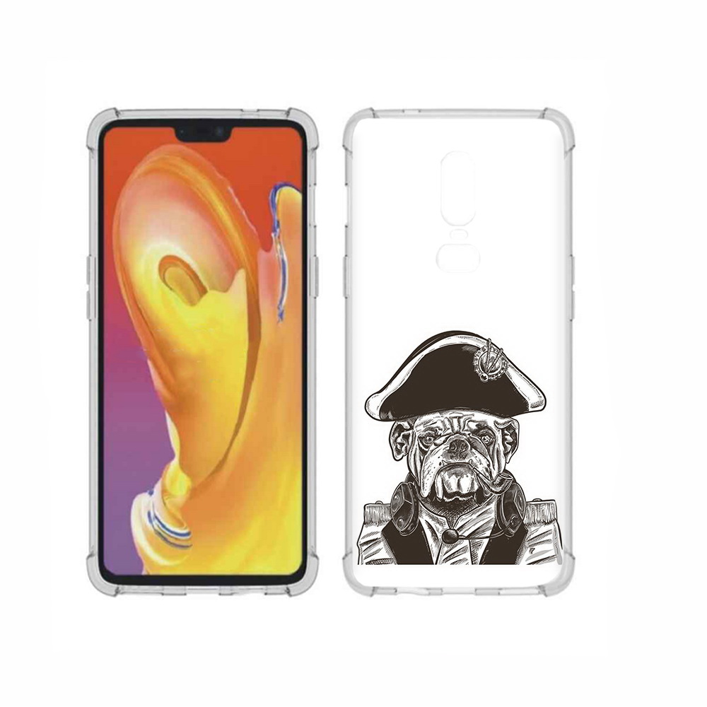 

Чехол MyPads Tocco для OnePlus 6 мопс генерал, Прозрачный, Tocco