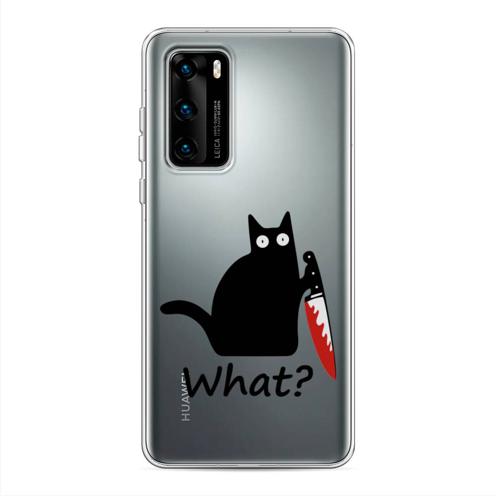 

Чехол на Huawei P40 "Котик с ножом", Черный;красный, 610850-6
