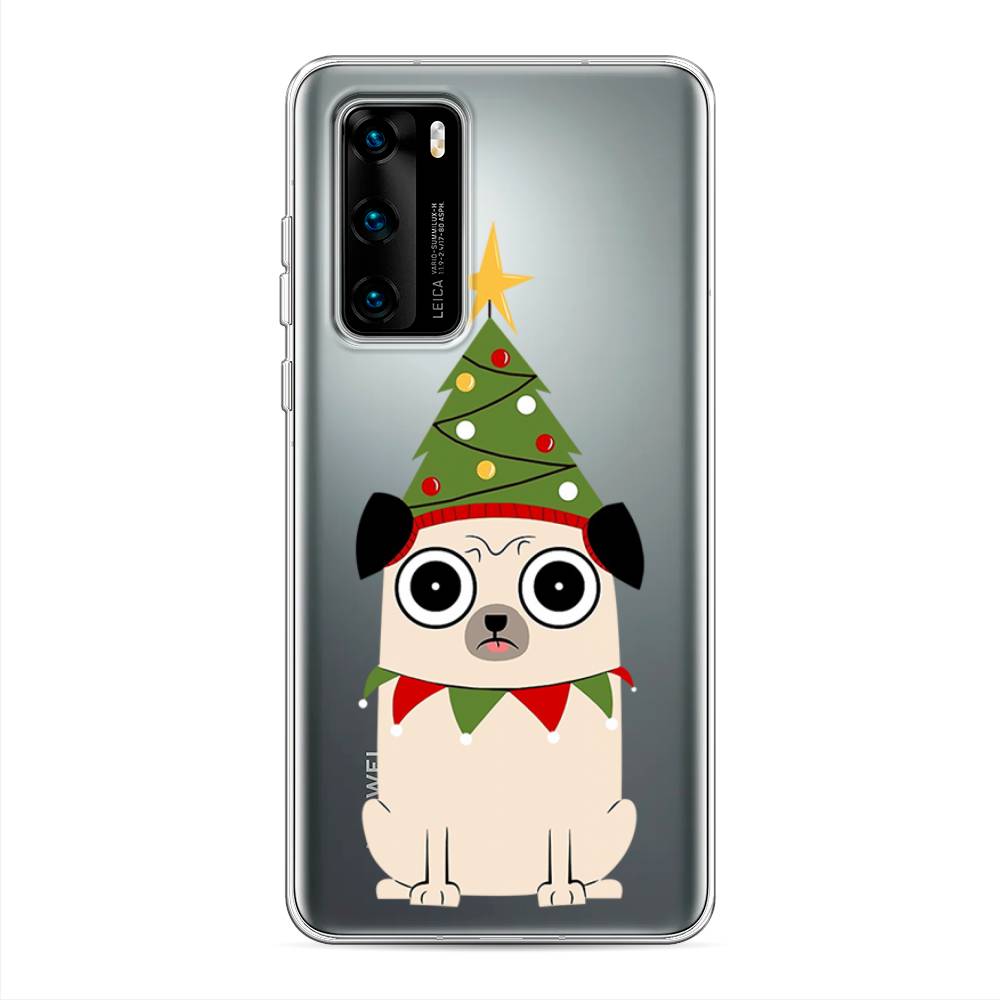 

Чехол на Huawei P40 "Собачка с ёлочкой", Бежевый;красный;зеленый, 610850-1