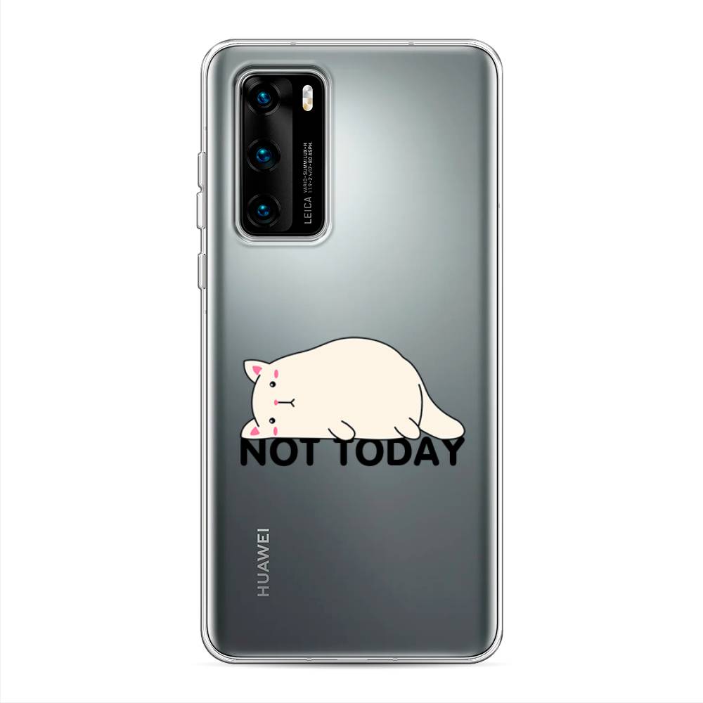 

Чехол на Huawei P40 "Cat not today", Белый;розовый;черный, 610850-1
