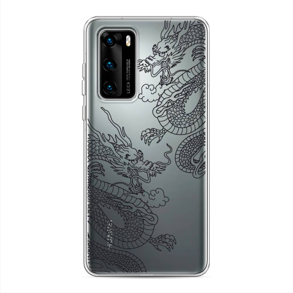 

Чехол на Huawei P40 "Два китайских дракона", Серый;черный, 610850-1