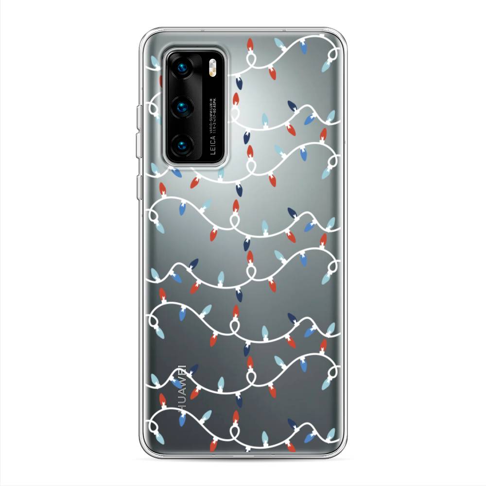 

Чехол на Huawei P40 "Разноцветная гирлянда", Белый;красный;синий, 610850-5