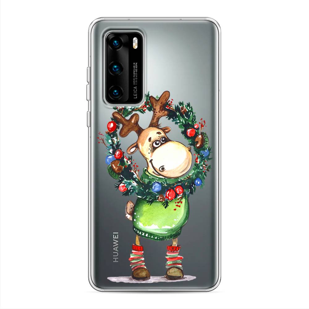 

Чехол на Huawei P40 "Олень с новогодним венком", 610850-4