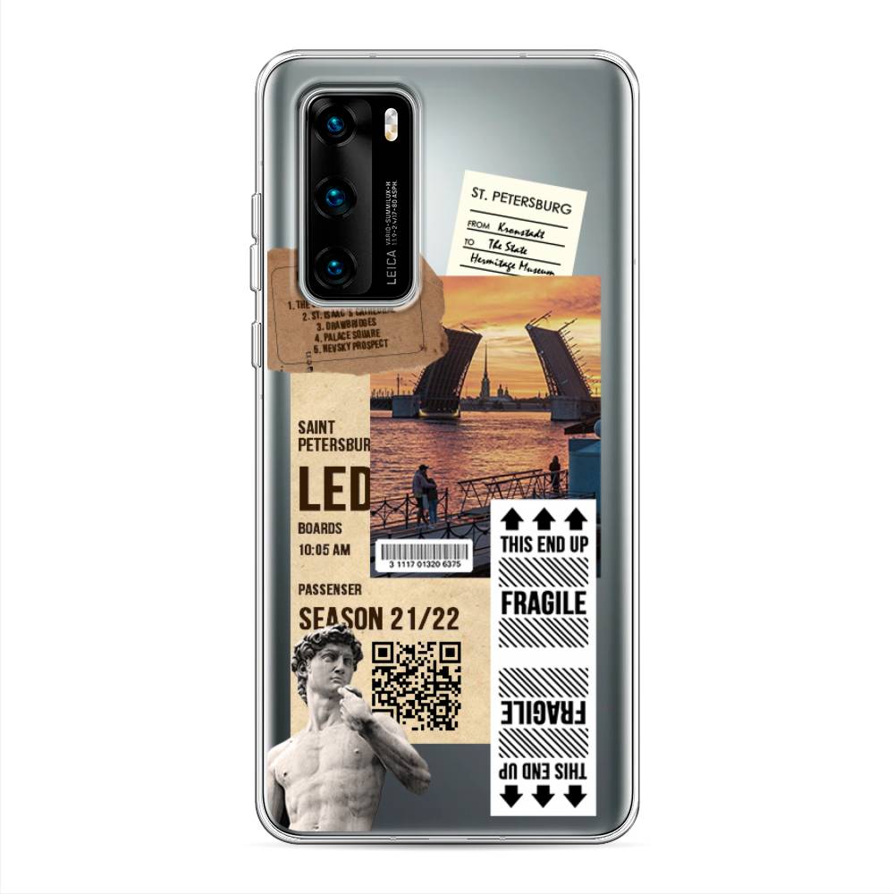 

Чехол на Huawei P40 "Санкт-Петербург коллаж", Коричневый;бежевый;белый, 610850-6