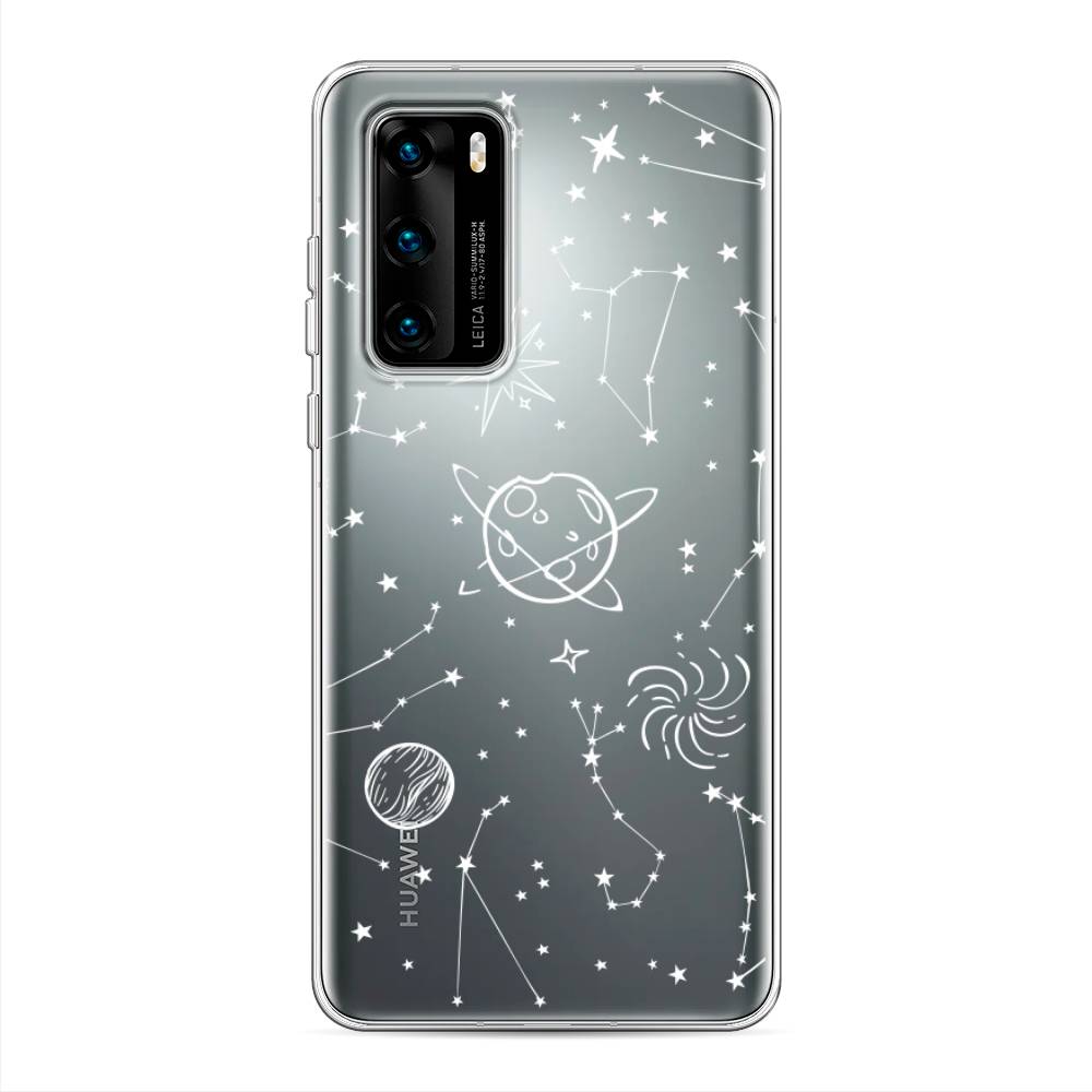 

Чехол на Huawei P40 "Планеты в космосе", Белый, 610850-2