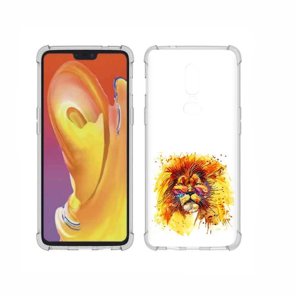 

Чехол MyPads Tocco для OnePlus 6 лев в очках, Прозрачный, Tocco