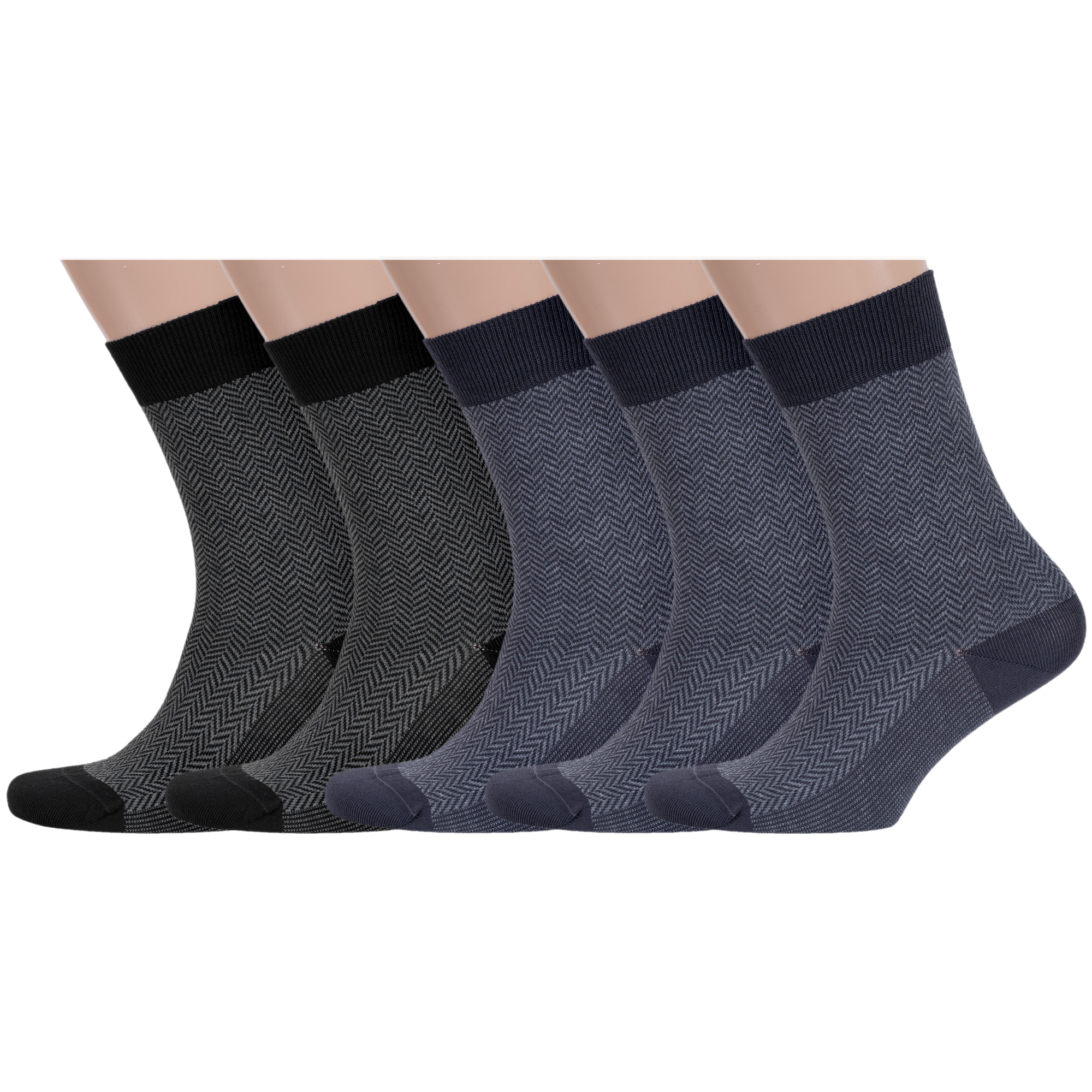 

Комплект носков мужских Rusocks 5-М3-12021 черных; серых 25, 5-М3-12021