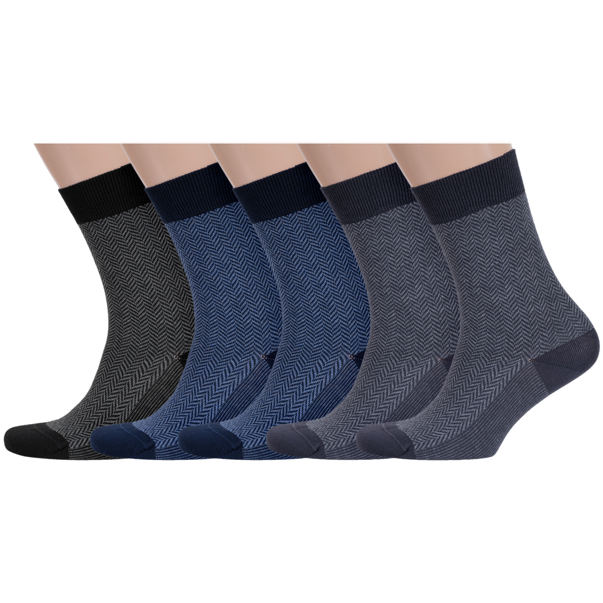 Комплект носков мужских Rusocks 5-М3-12021 черных; синих; серых 25