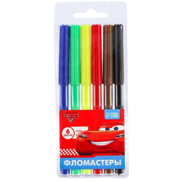 

Фломастеры, 6 цветов, Тачки, Разноцветный