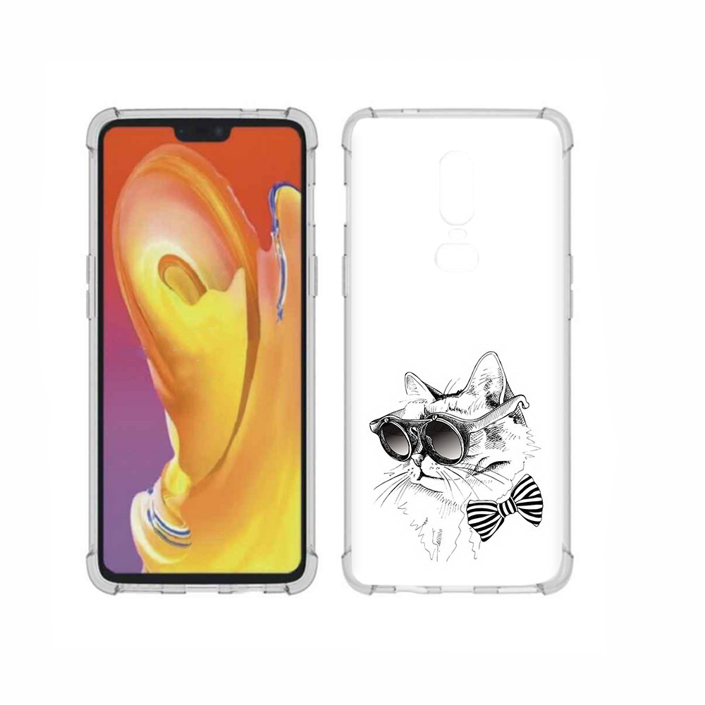 Чехол MyPads Tocco для OnePlus 6 крутая кошка в очках