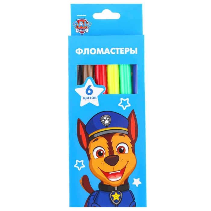 Фломастеры, 6 цветов, в картонной коробке, Paw Patrol