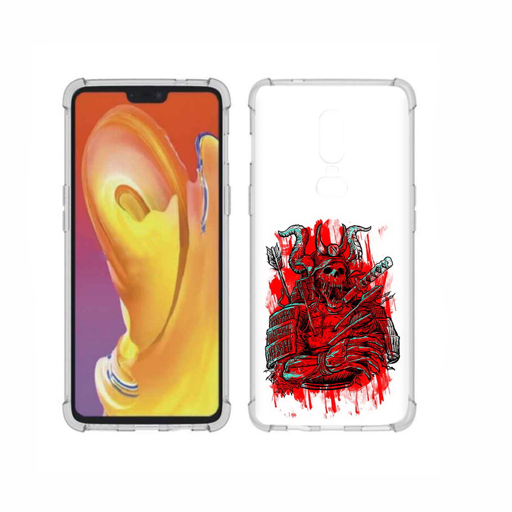

Чехол MyPads Tocco для OnePlus 6 красный скелет воин, Прозрачный, Tocco