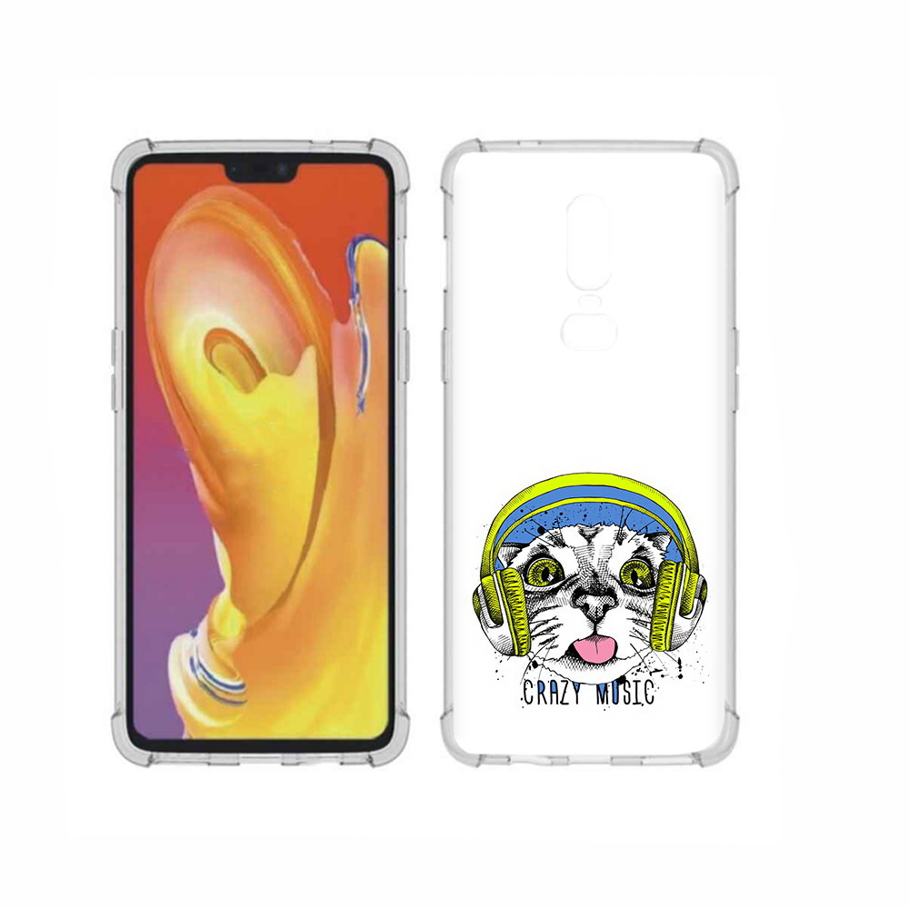 Чехол MyPads Tocco для OnePlus 6 кошка в наушниках рисунок