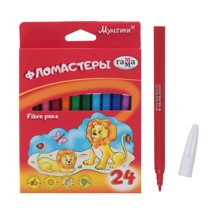 

Фломастеры 24 цвета, Гамма Мультики, в картонной коробке