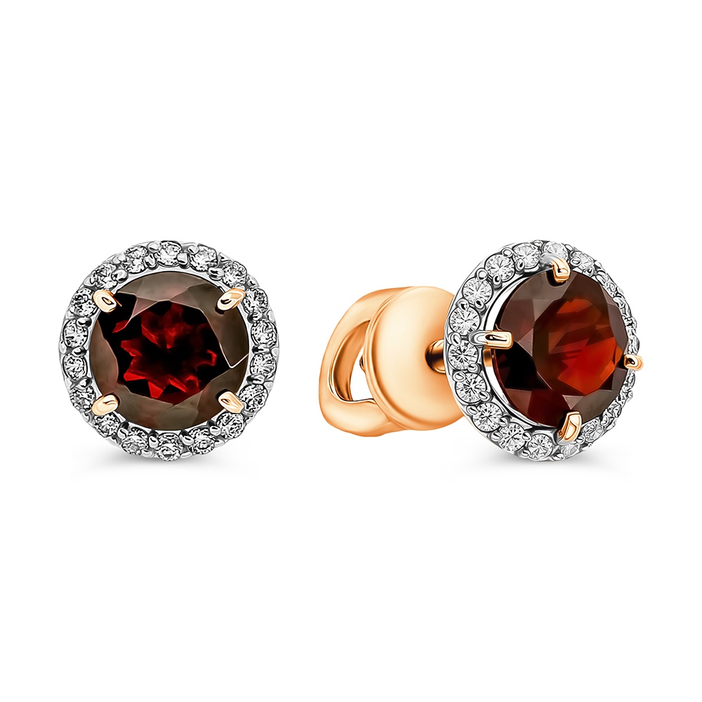 

Серьги из золота 585Gold 202013678, гранат/фианит, 202013678