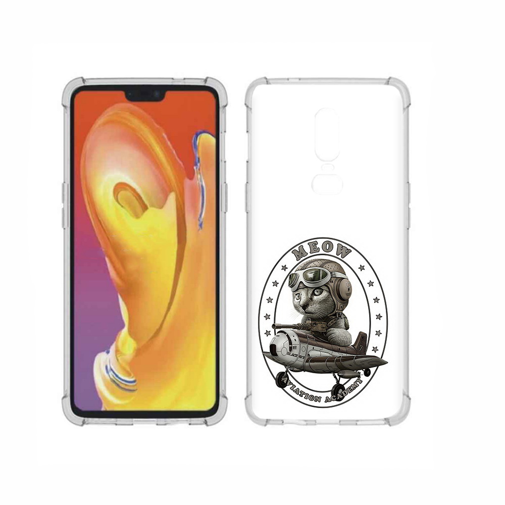 

Чехол MyPads Tocco для OnePlus 6 кот в самолете, Прозрачный, Tocco