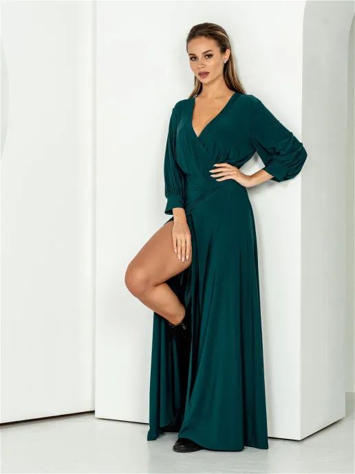 Платье женское Vera Nova 0-232 зеленое 48 RU