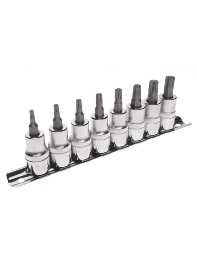 

Набор головок-бит 1/4" Torx 8 предметов T10,T15,T20,T25,T27,T30,T35,T40 на планке, AMT-401408